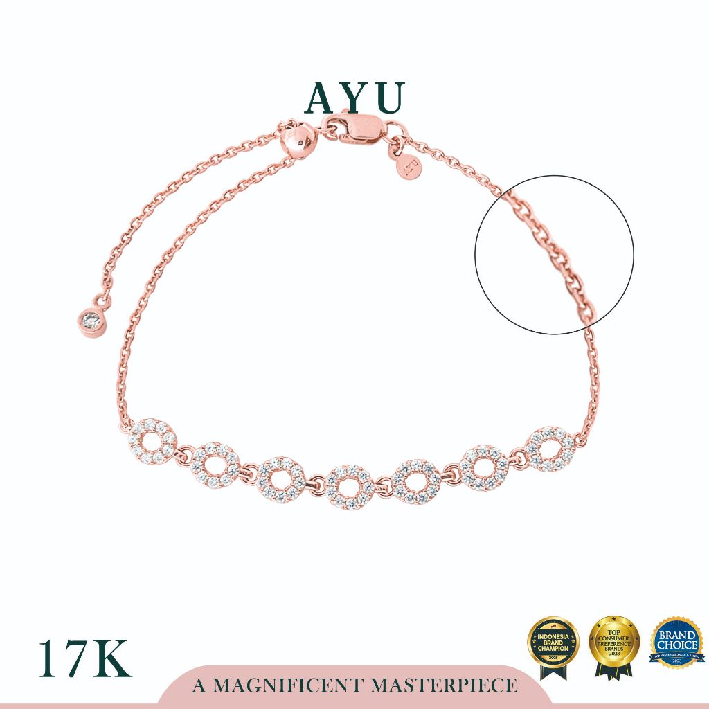AYU Gelang Emas - Pave Circle Line Adjustable Bracelet 17k Rose Gold