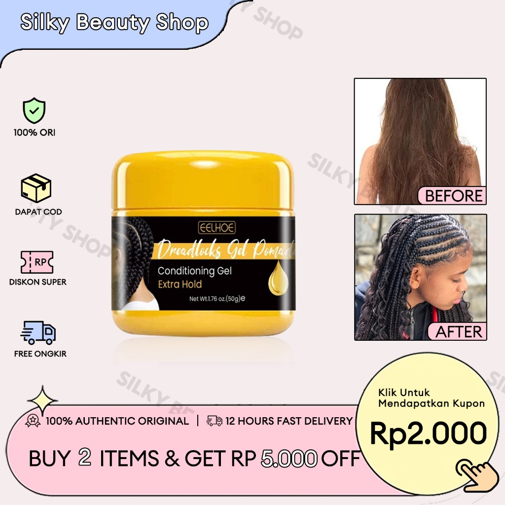 EELHOE【Beli 2 Gratis 1/ORI/COD】Hold Braiding Gel 50g Dreadlock Styling Gel Prevent Hair Breakage Red