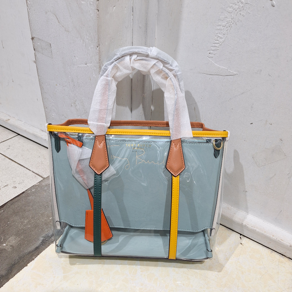 TAS TB Perry PVC Small TRANSPARENT Compartment Tote ORIGINAL