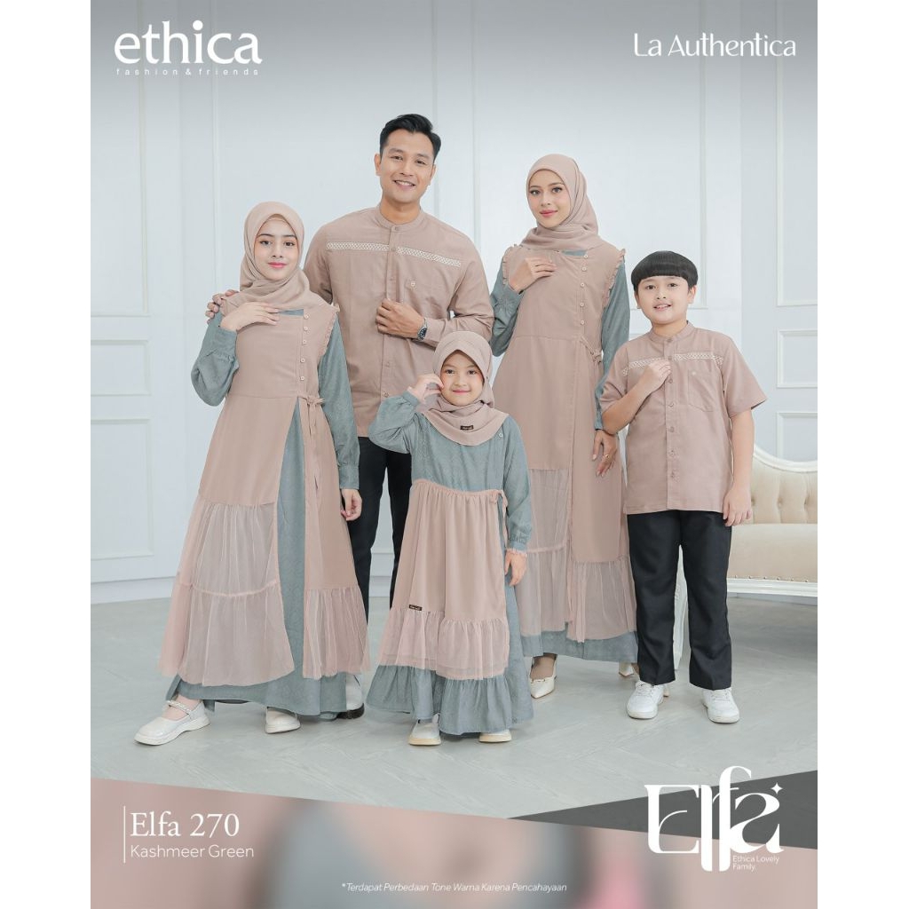 (COD) Terbaru sarimbit keluarga 2023 ETHICA ELFA 270 Kashmeer Green ll Seragam keluarga gamis Ceruty