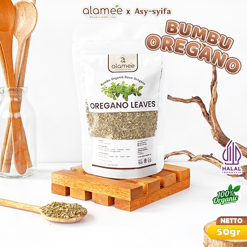 

ALAMEE Oregano Kering Dried Leaves Flakes Garnish Murni Asli Tanpa Campuran Bumbu Masak Dapur 50g