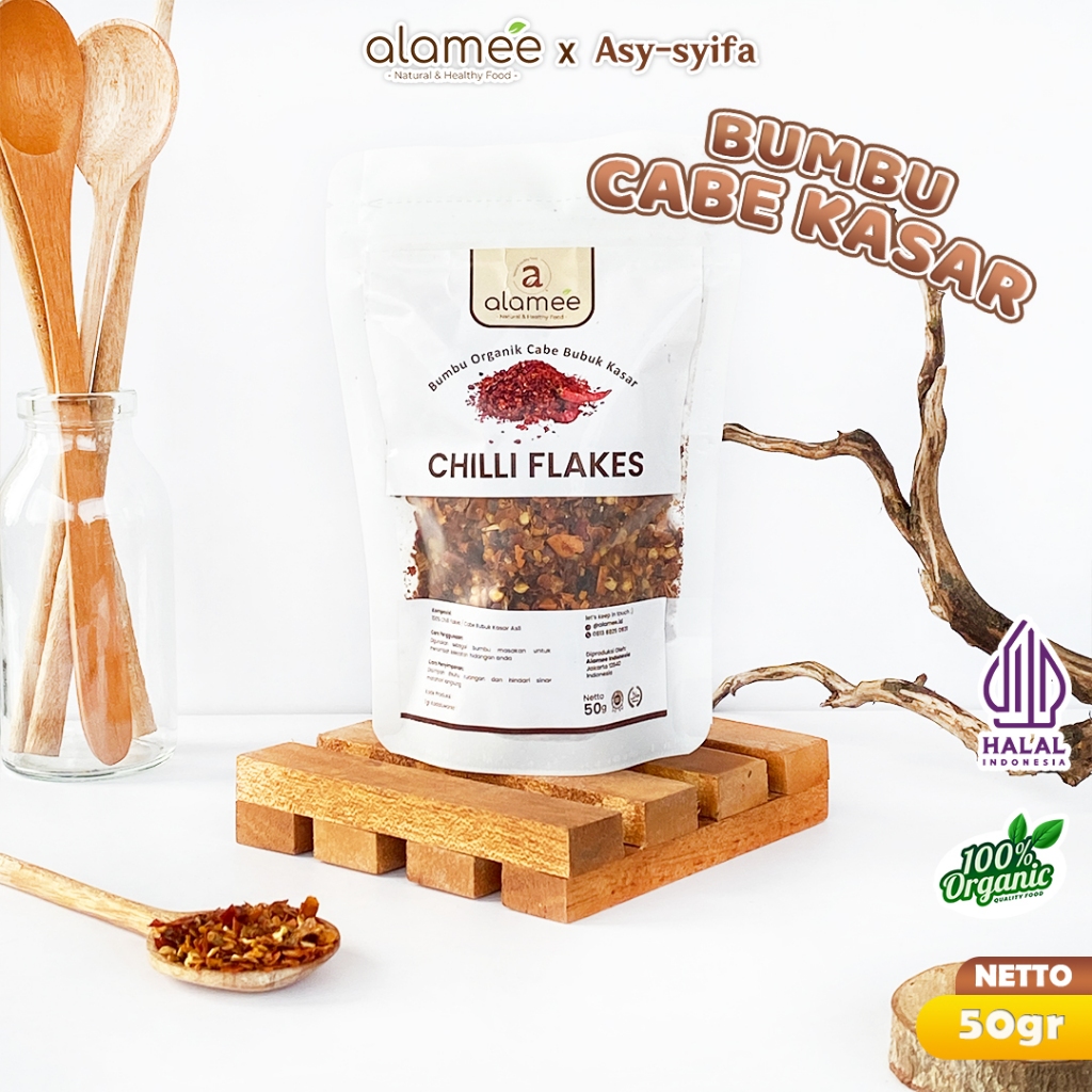 

Cabe Bubuk Kasar Chilli Flakes Cabai Bumbu Dapur Masak Organik Rempah Rimpang Murni Seasoning 50g