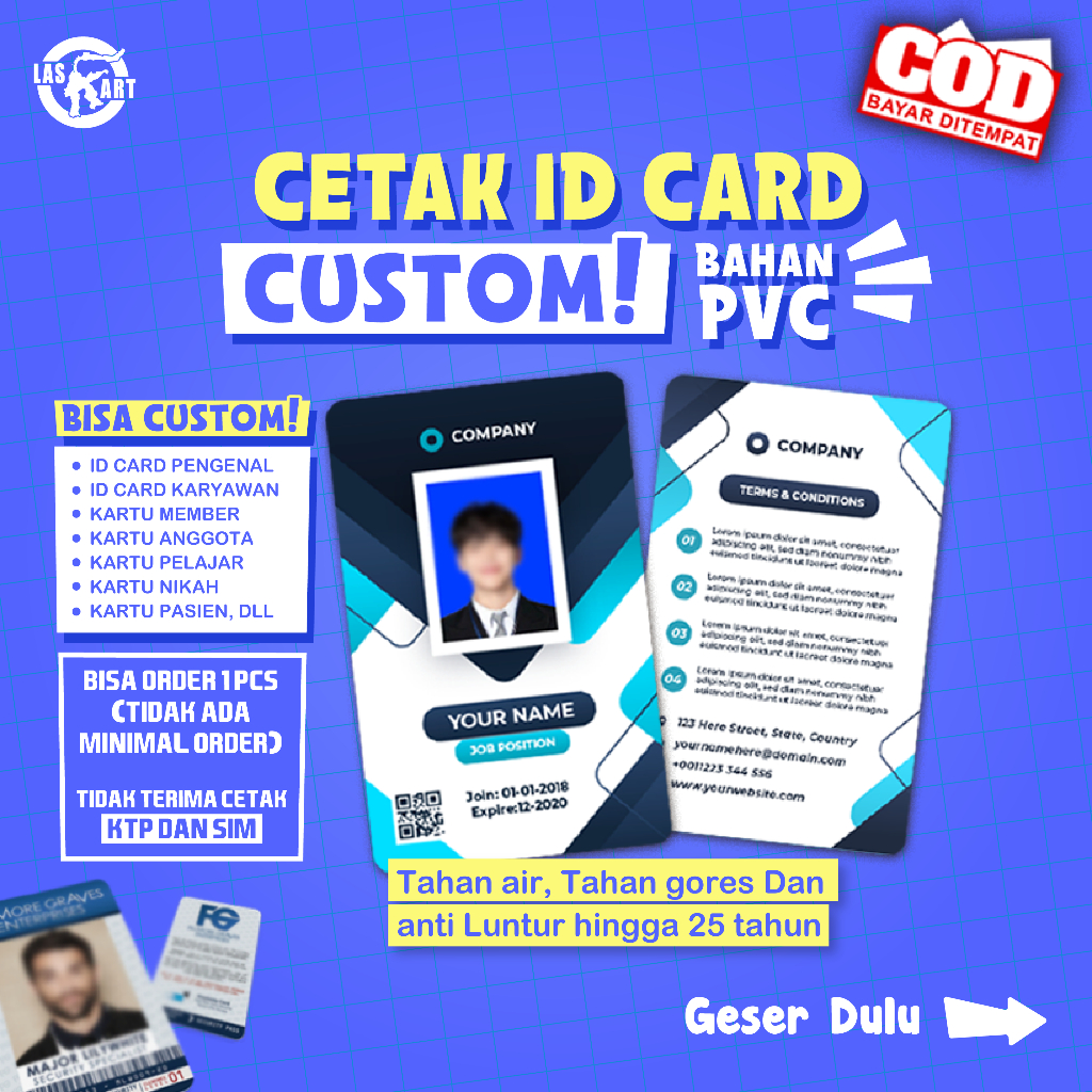 

SEHARI JADI CETAK ID CARD PVC CUSTOM SATUAN | CETAK ID CARD KARYAWAN,KARTU MEMBER, KARTU PELAJAR