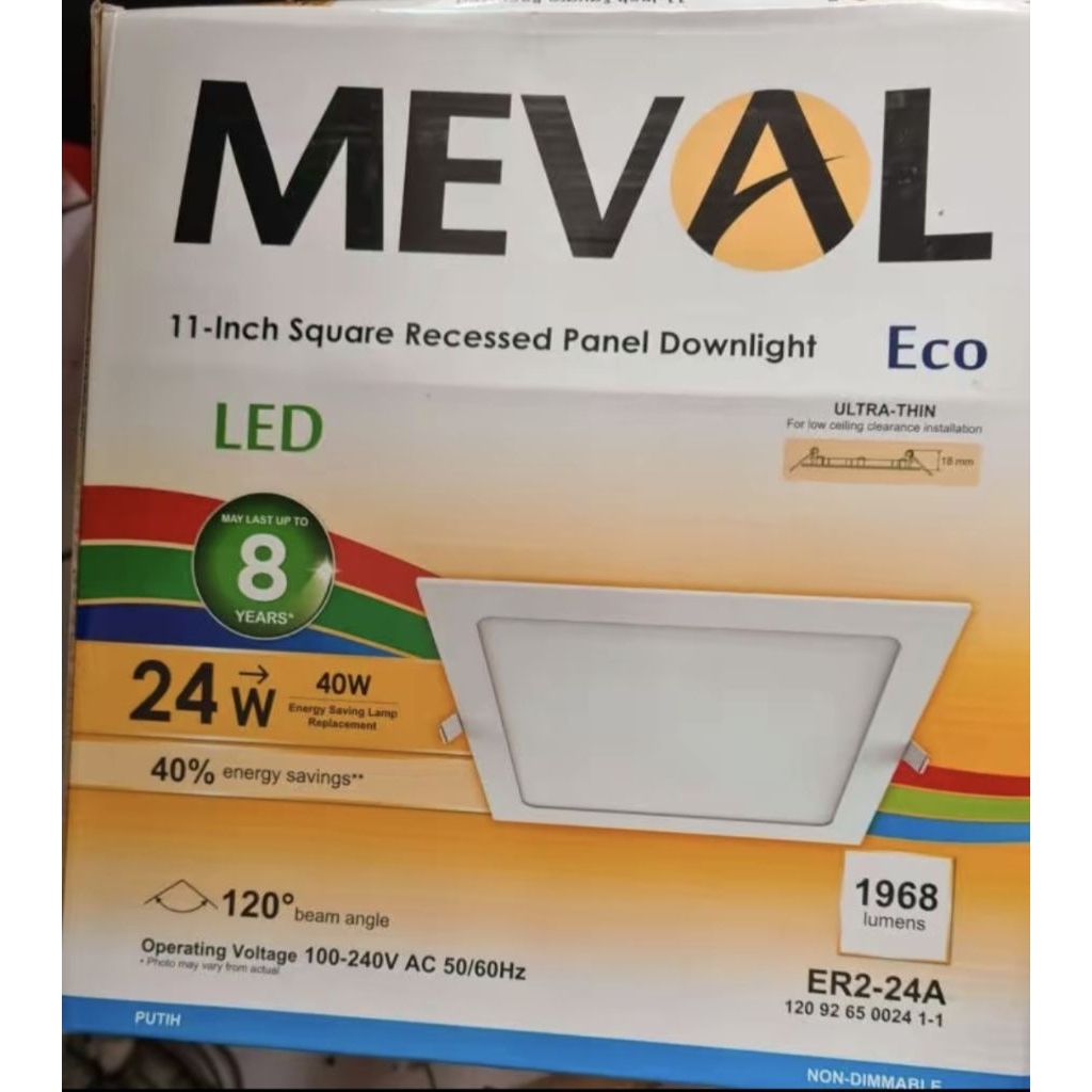 Lampu Downlight MEVAL 24W 11-Inch Putih 24 Watt Square Recessed Panel Downlight Eco Ultra Thin