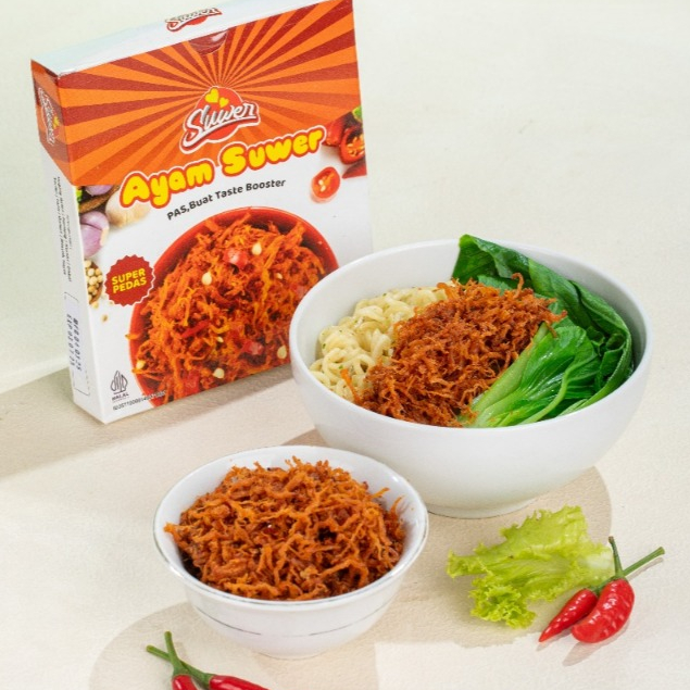 

Ayam SUWER SUPER PEDAS - Lauk Instan Sehat Bebas MSG - (Ayam Suwir Capsayang)