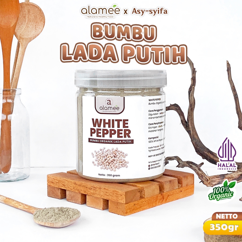 

ALAMEE Lada Putih Bubuk White Pepper Powder Merica Whitepepper Bumbu Dapur Masak Instan Asli 350g
