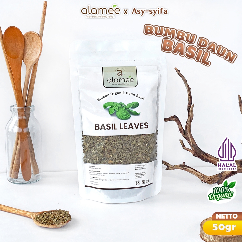 

ALAMEE Daun Basil Kering Bumbu Masak Kering Dapur Dried Leaf Murni Asli Masakan Instan Organik 50gr