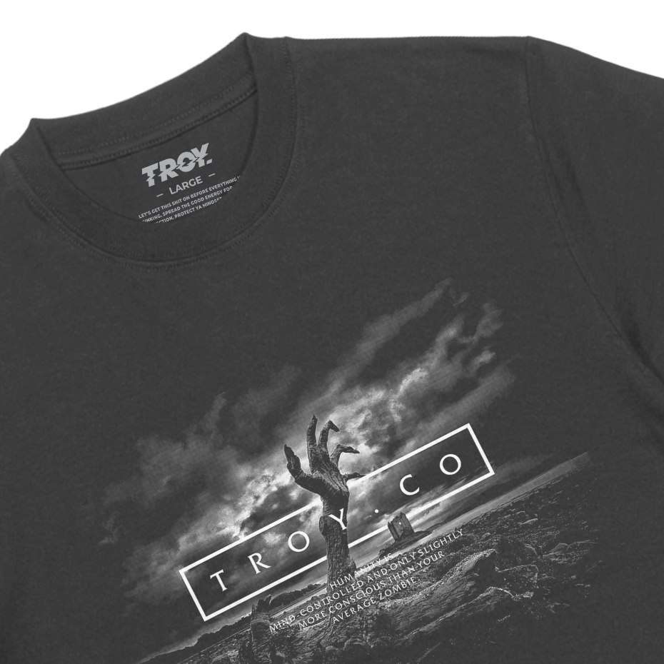 Troy Company T-shirt Dark Grey Humanity Is Mind - Kaos Lengan Pendek Kaos Abu Gelap MTD 3223