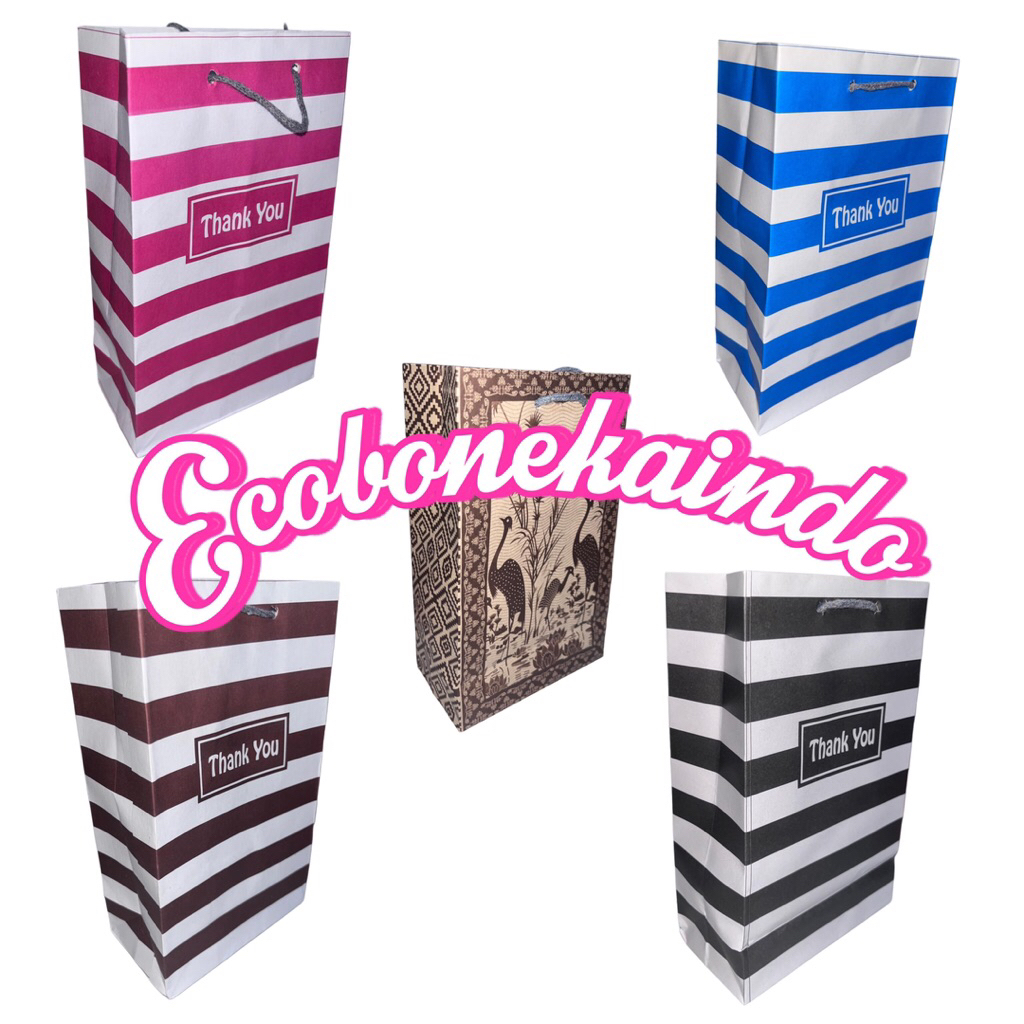 

Paper bag motif 25 cm x 15 cm x 8 cm tas souvenir paperbag goodie bag kecil paper bag persegi panjang ecobonekaindo
