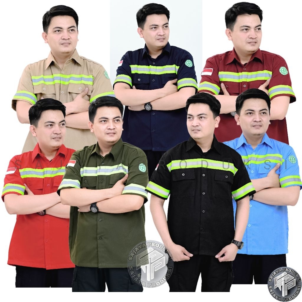 Wearpack safety lengan pendek atasan kemeja safety baju kerja safety lengan pendek