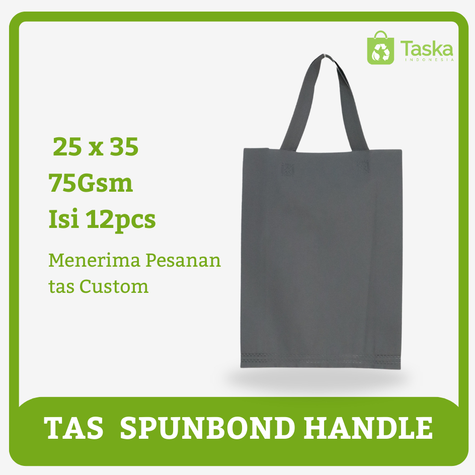

Taska - Tas Spunbond Handle 25x35 Warna Abu-abu Harga Satuan Grosir Goodiebag Seminar Custom