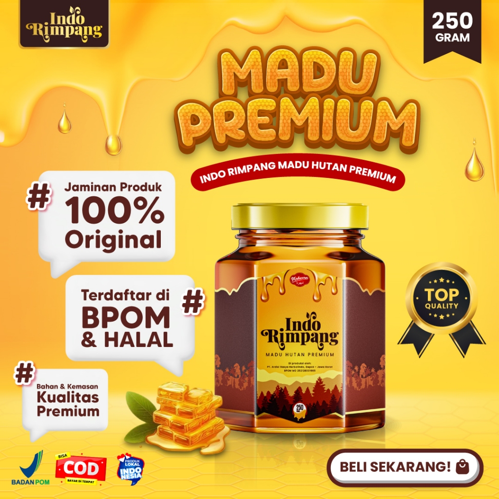 

Indo Rimpang - Madu Hutan Premium 250gr Kaya Antioksidan dan Imunitas