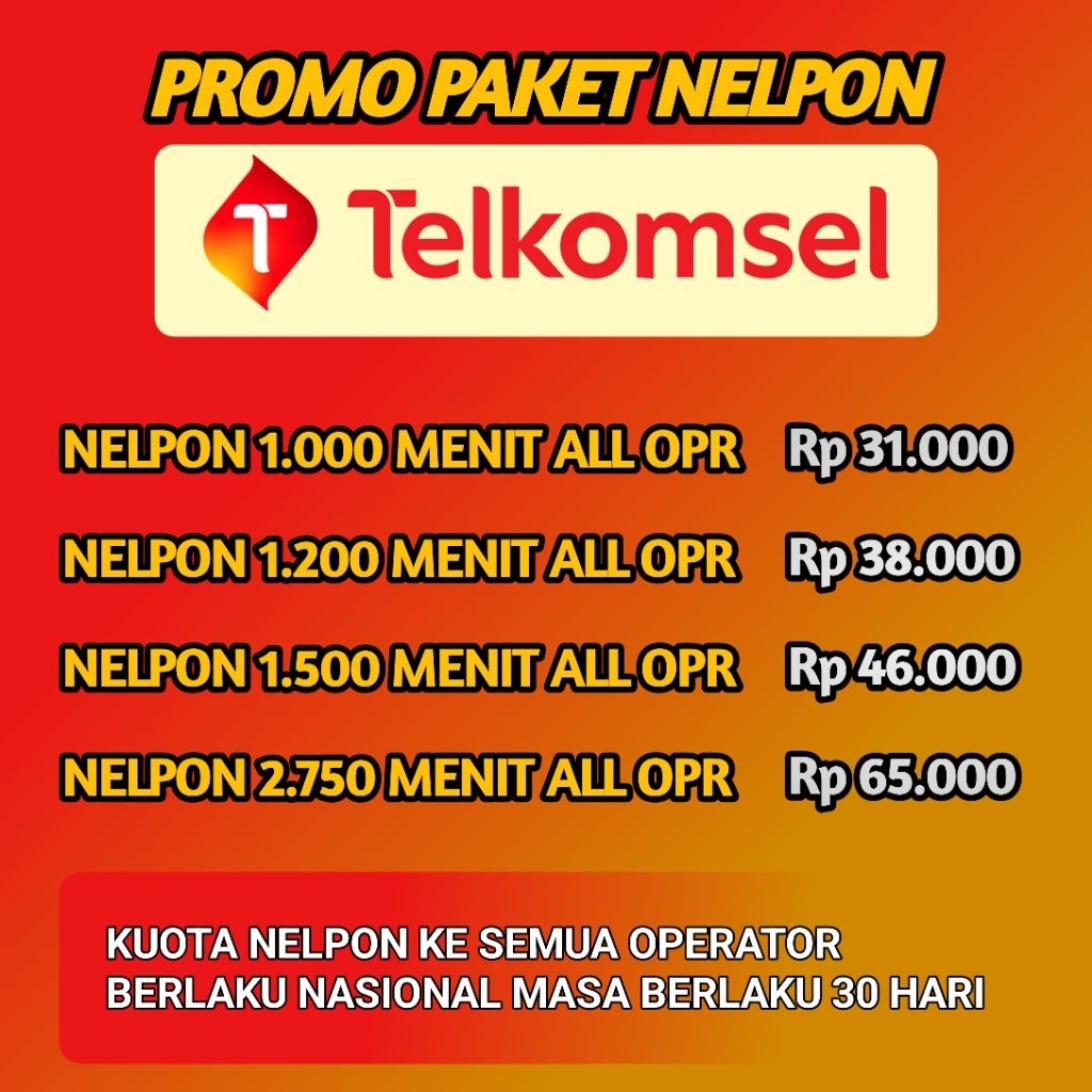 PAKET TELPON TELKOMSEL MURAH MERIAH ALL OPERATOR 30 HARI