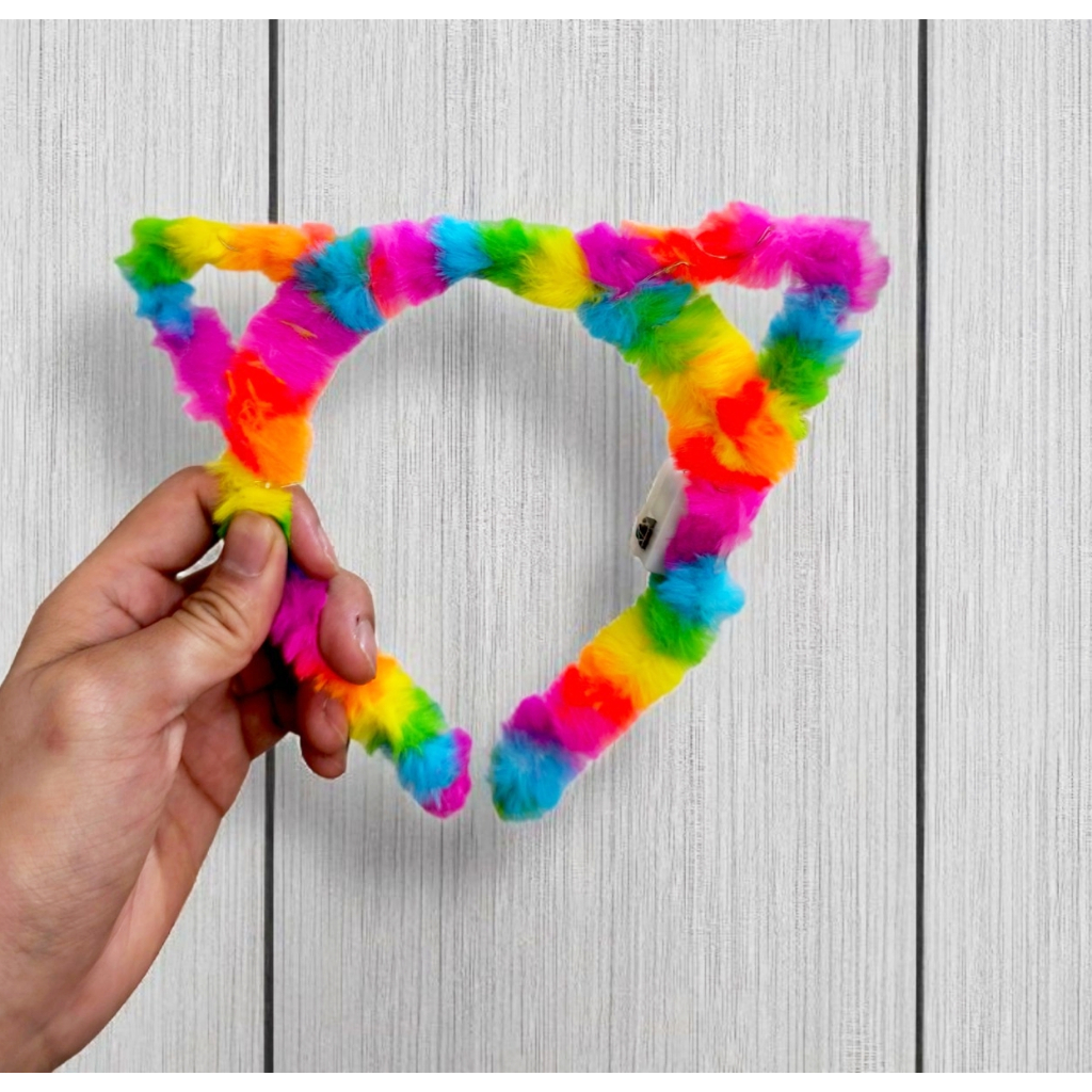 Bando Led Pesta Pelangi / Bando Kuping Kelinci / Kucing / Mickey