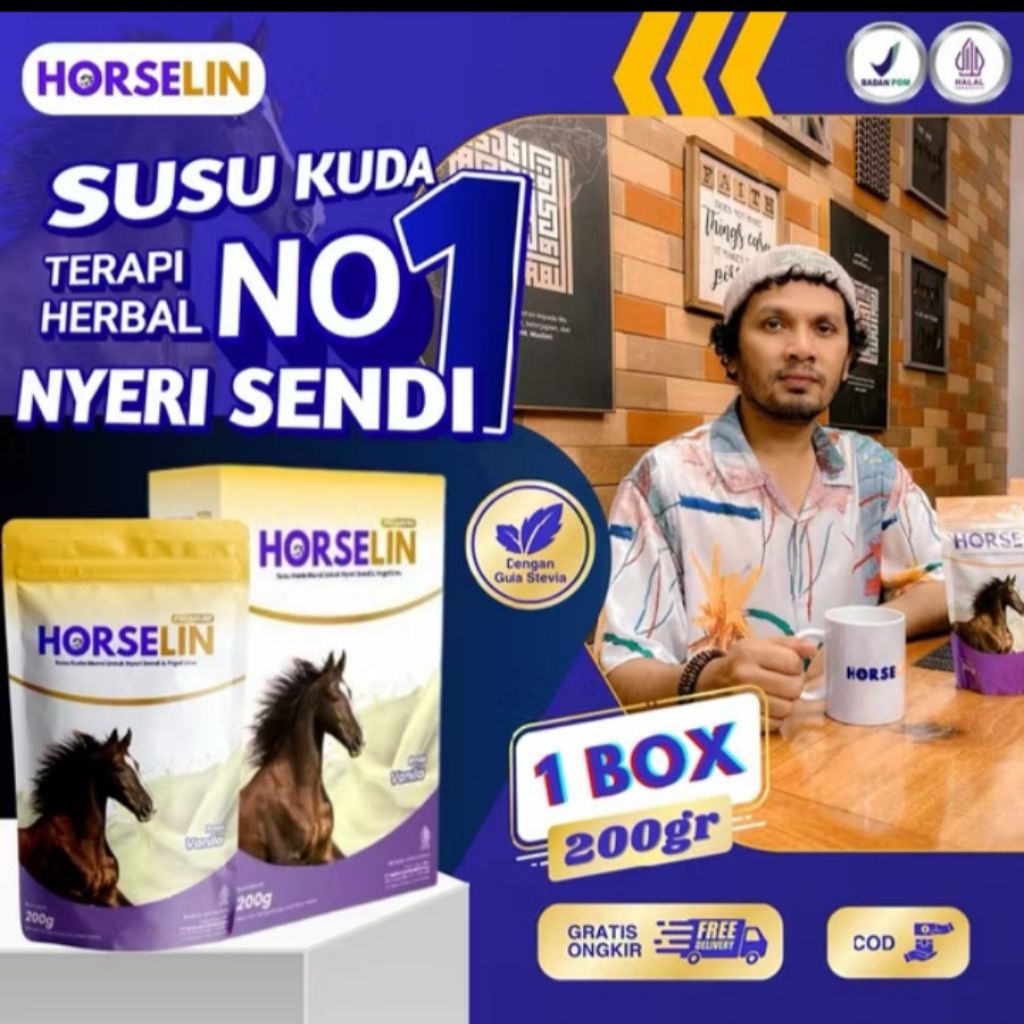 

HORSELIN Susu Kuda Premium Herbal Atasi Nyeri Sendi Lutut Tulang Asam Urat Pegal Linu Asli Original Official