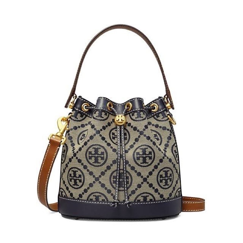 Tas TB T Monogram Jacquard Bucket Bag Navy ORIGINAL 79487 TB