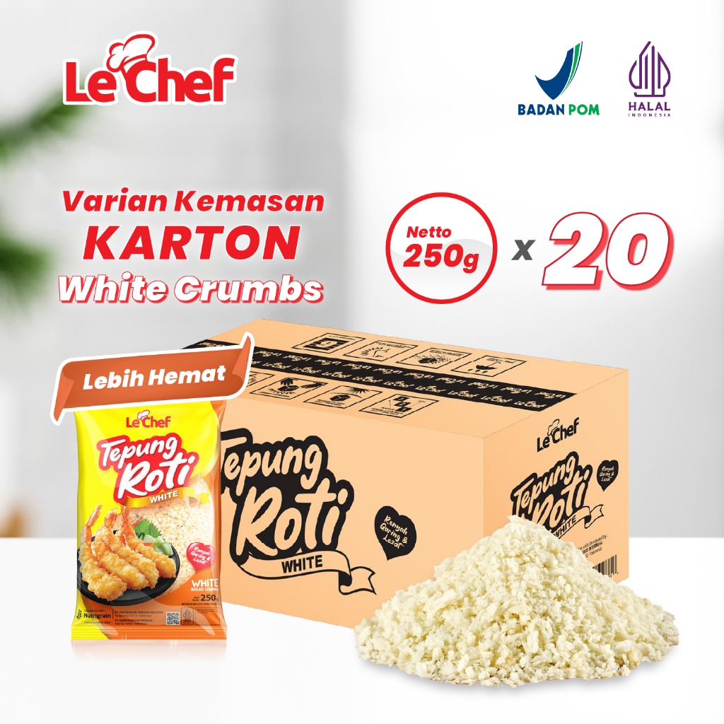 

LE CHEF - Tepung Roti Putih Tampilan Lebih Cerah, Renyahnya Tetap Juara! 250gr x 20