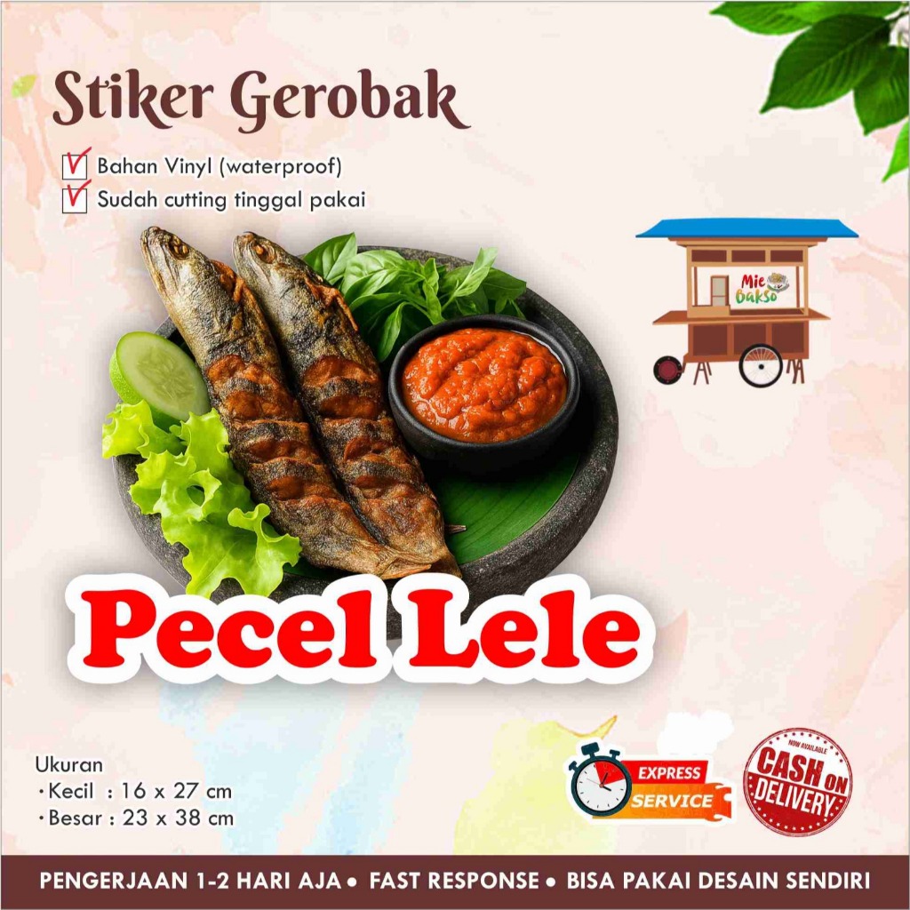 

STIKER KACA GEROBAK VINYL PECEL LELE/ LABEL MAKANAN