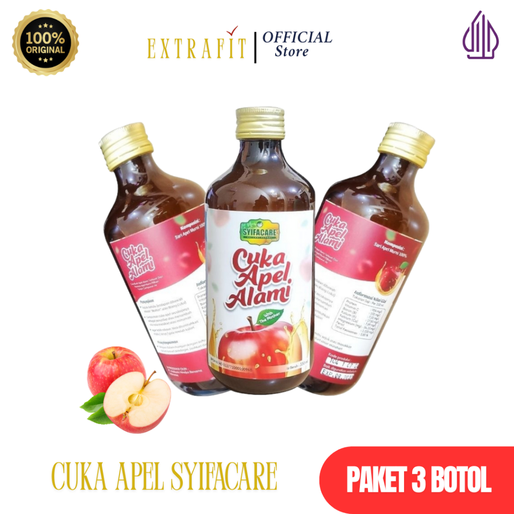 

PAKET 3 BOTOL Cuka Apel Batu Malang Syifacare 330 ML