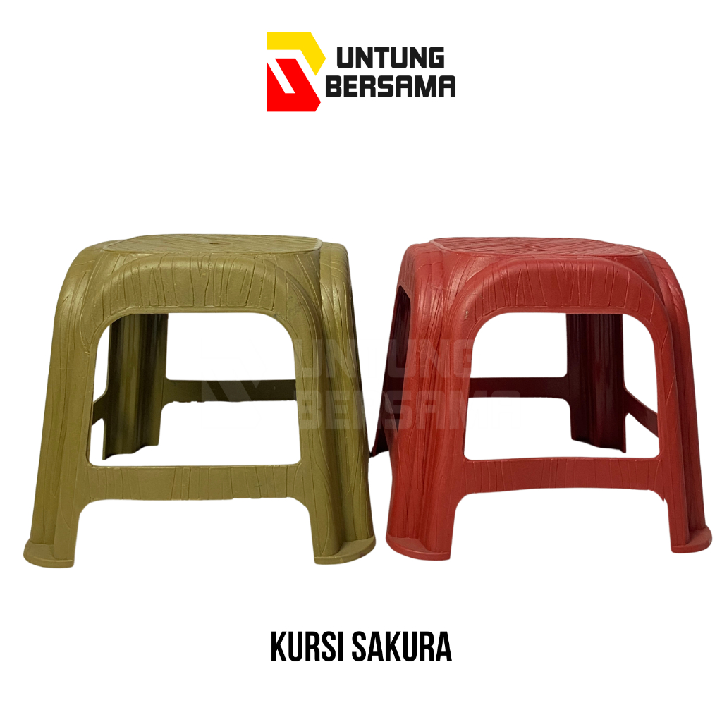 KURSI JONGKOK SAKURA KAYU SUPER / BANGKU PENDEK TEBAL PLASTIK DEWASA DAN ANAK