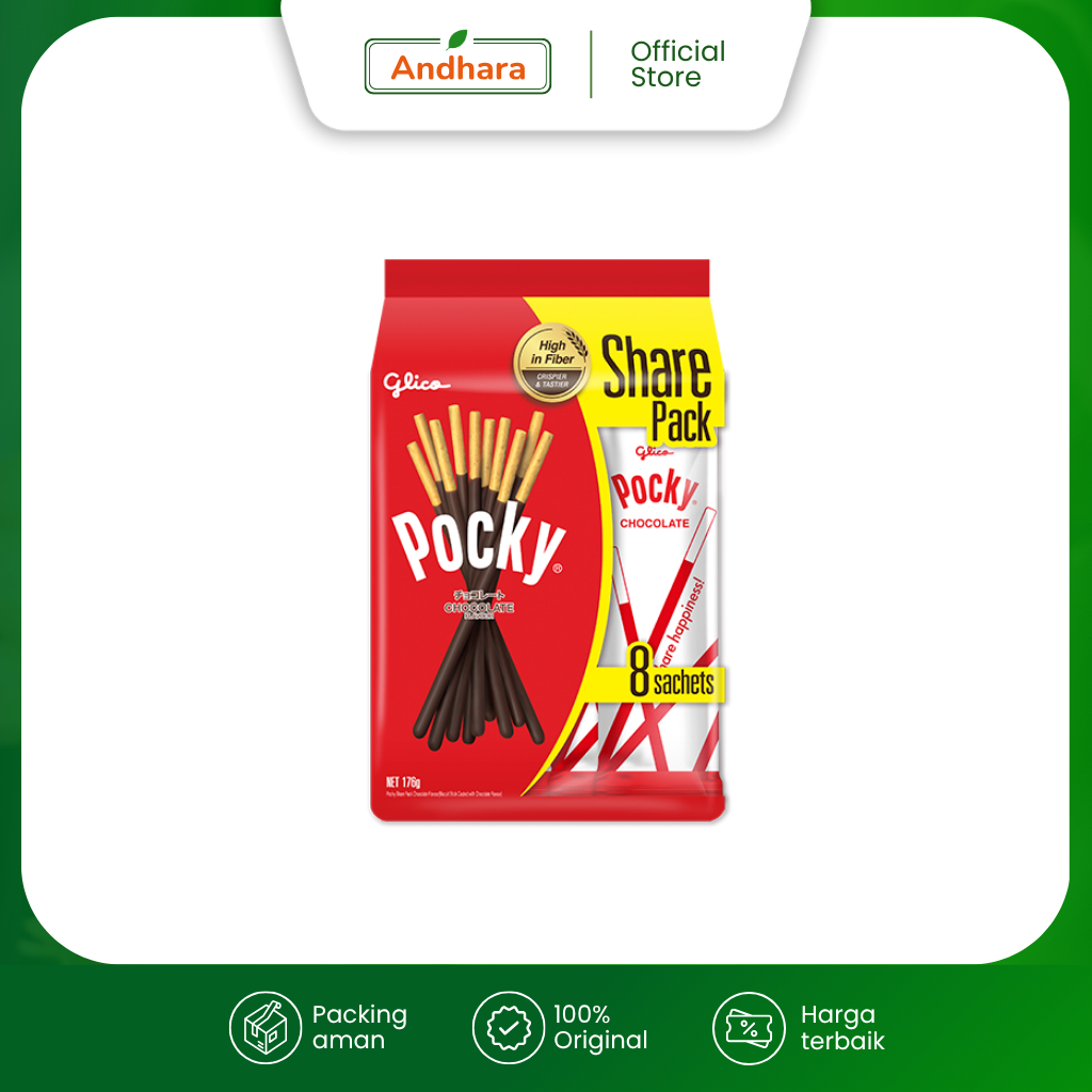 

Glico Pocky Biskuit Stick Share Pack isi 7 Packs Rasa Chocolate