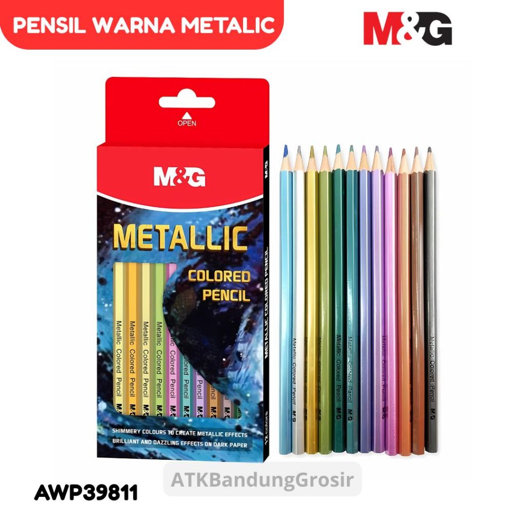 

Pensil Warna M&G 12 Warna Metallic Wood Pencil #AWP39811 Pensil Warna Metalik