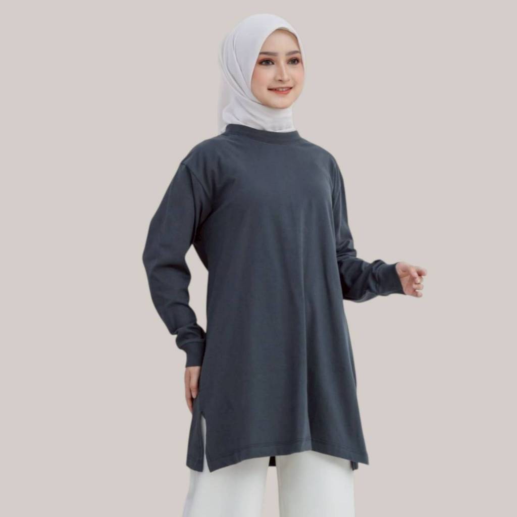 Tunik Polos Jumbo Oversize Bahan Kaos Katun Premium | Fashion Wanita Muslimah Kekinian