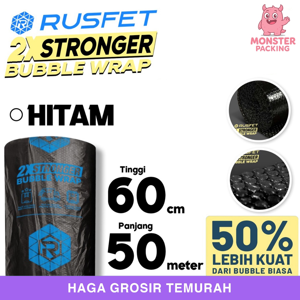 

Bubble Wrap 60cm x 50meter RUSFET HITAM Bubblewrap TERMURAH / ROLL