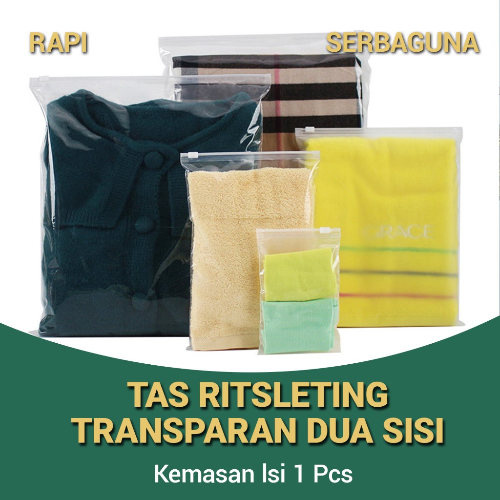Zipper Bag Organizer bag plastik baju transparan / travel pouch / plastic PE / zipper lock storage