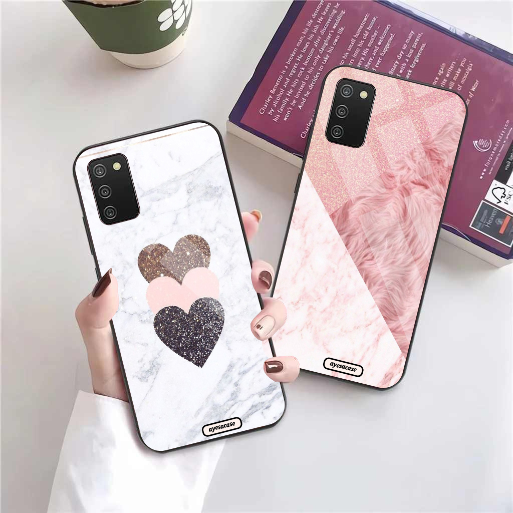 CASE  GLASS CASE GLOSSY CUSTOM RUBBER CASE MOTIF GLITTER LOVE AND BULU Case Oppo Case Xiaomi Case Ip