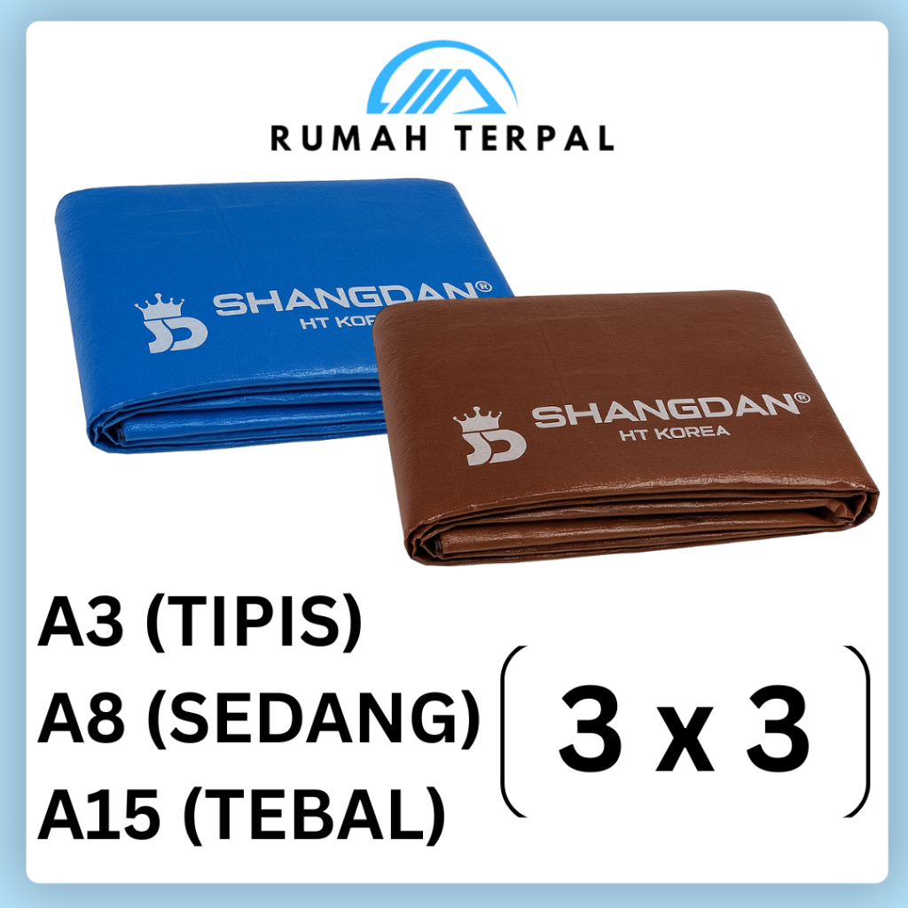 TERPAL 3X3 TERPAL PLASTIK KOREA A3 A8 A15 TERPAL TENDA PROYEK BANGUNAN TRUK PICK UP WARUNG GEROBAK R