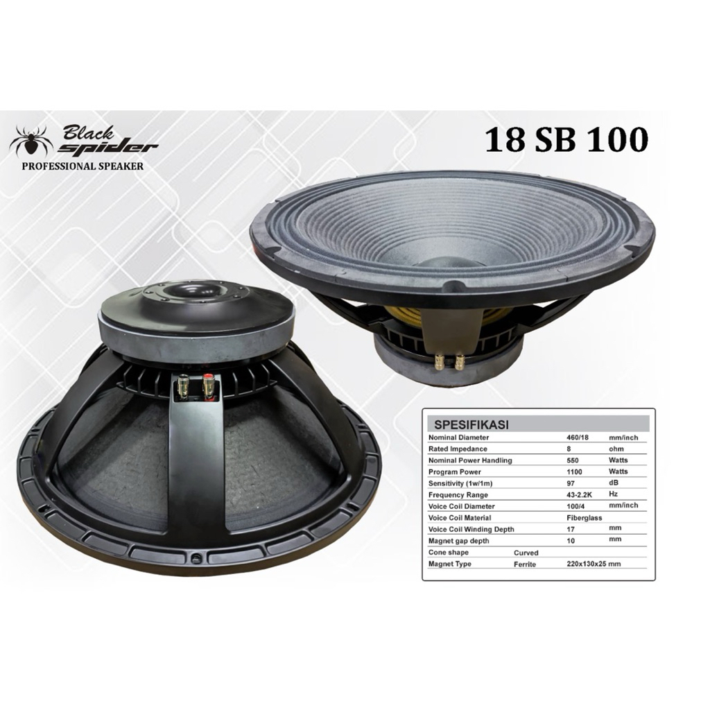 speaker komponen blackspider 18sb100 original 18 inch