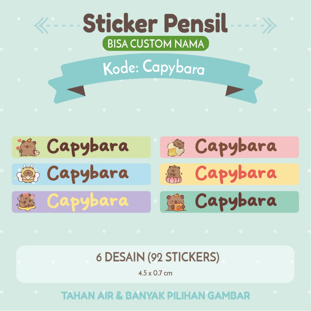 

Stiker Nama Anak Waterproof Pensil Pen Crayon Buku Label Nama ATK