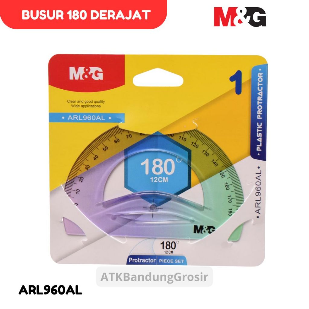 

Penggaris Bening M&G Geometry Gradasi Warna 12 CM 180 Derajat Protractor #ARL960AL