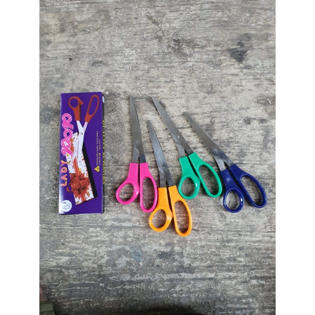 

Gunting scissors jahit kain kertas besar tajam lady pop stainlessteel blades plastik perlengkapan sekolah