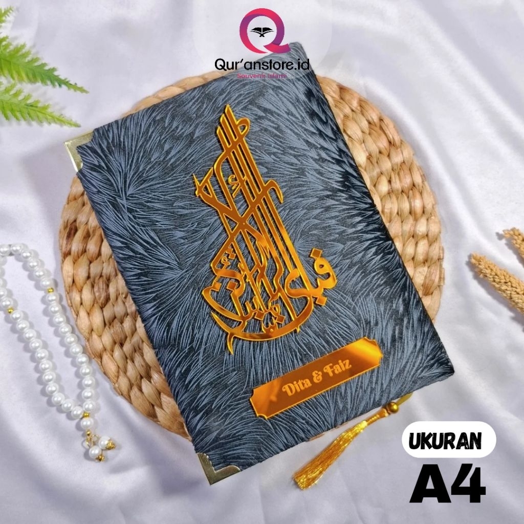 Alquran Custom Nama Bludru Premium Ukuran Jumbo A4 Terjemahan - Al Qur'an Jumbo Mahar Seserahan