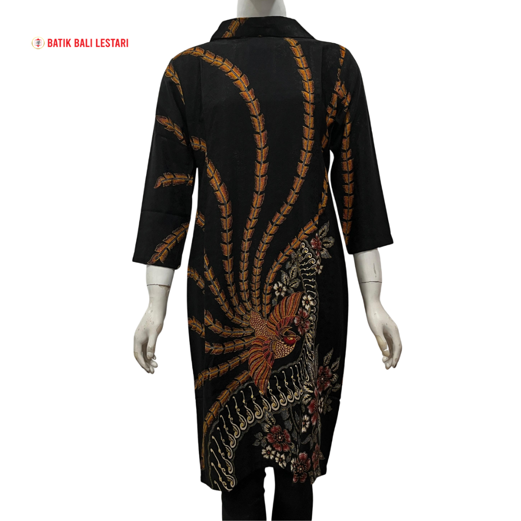 Dress Batik Bali Lestari Batik Wanita Dobby Sarimbit Hitam (DOHE02)