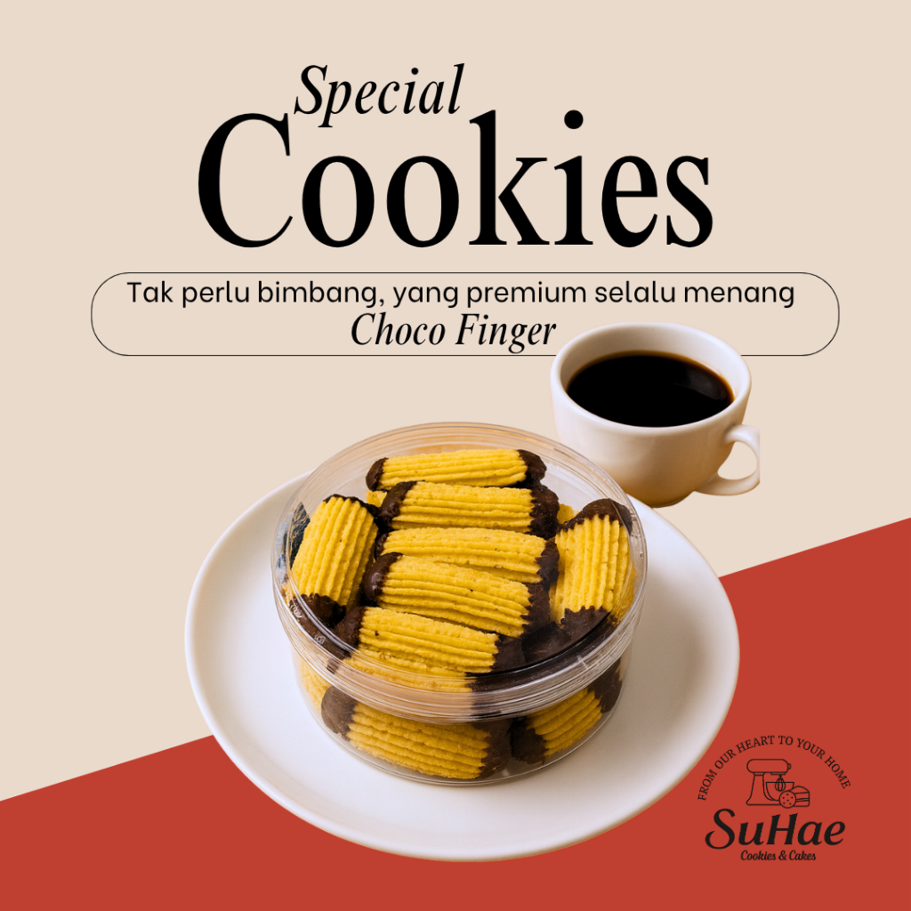 

Choco Finger Premium kue kering Coklat Butter wisman buter wisjman Snack renyah ngeju banget tanpa pengawet enak cocok untuk hampers lebaran idul fitri natal dan imlek by suhae cookies