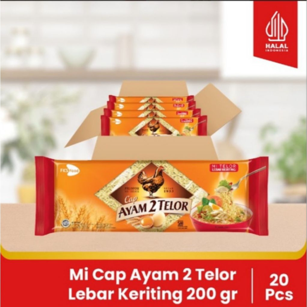 

Mi Cap Ayam 2 Telor - Lebar Keriting - 1 karton - 20 Pcs - 200g