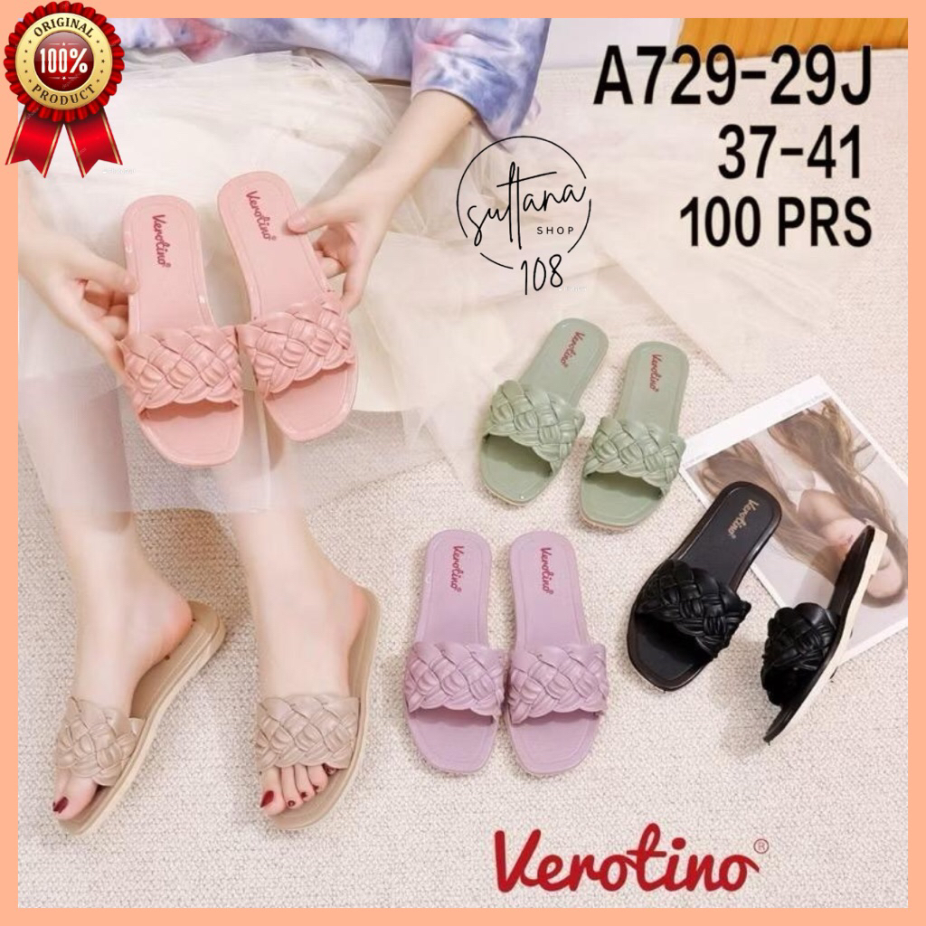 Sandal Jelly Slop Verotino A729 Sandal Slop Karet Motif Anyam Terbaru