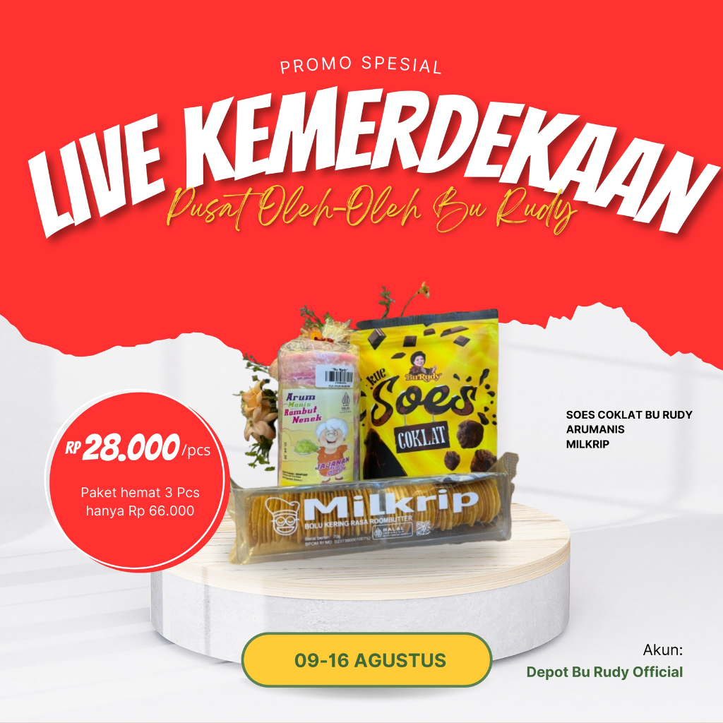 

[LIVE MERDEKA] paket happy kids soes coklat khas bu rudy, milkrip, arumanis II pusat oleh oleh bu rudy