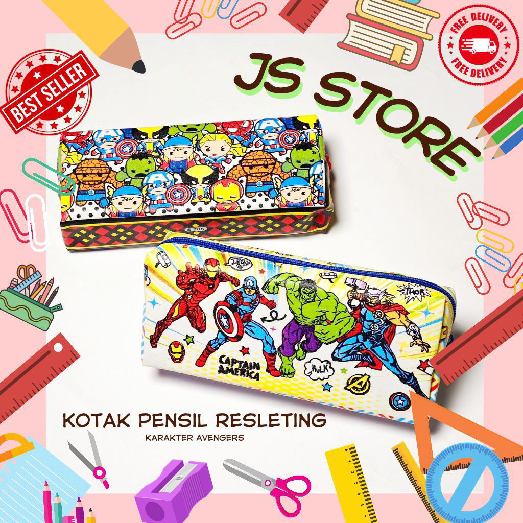 

Tempat kotak pensil dengan resleting Karakter Avengers Superhero