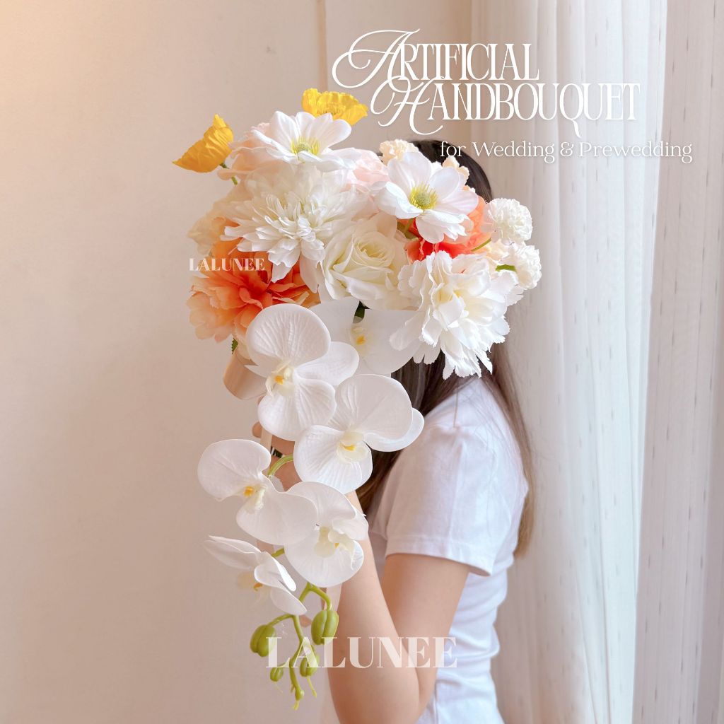 Artificial Wedding Hand Bouquet Prewed Buket Prewedding Hand Bouquet Anggrek Bunga Lamaran Tunangan