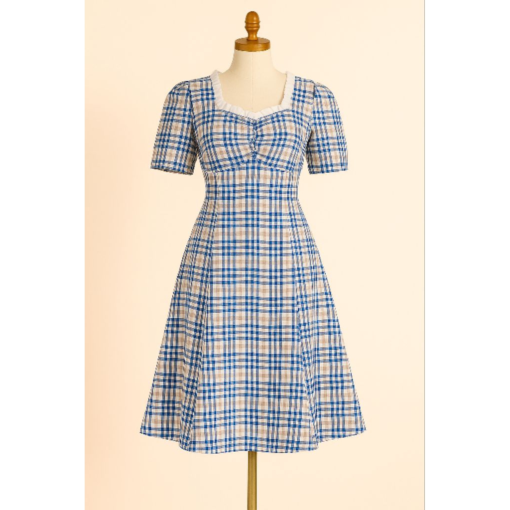 Dress kotak korea / mini dress / dres / Korea