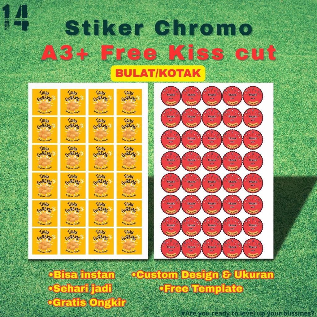 

Cetak Stiker A3+ Chromo Premium (Free Cutting)| Custom | Bulat | Kotak | Sticker | KissCutt | Sticker Label | Cutting Stiker | Stiker Custom | Chromo Premium