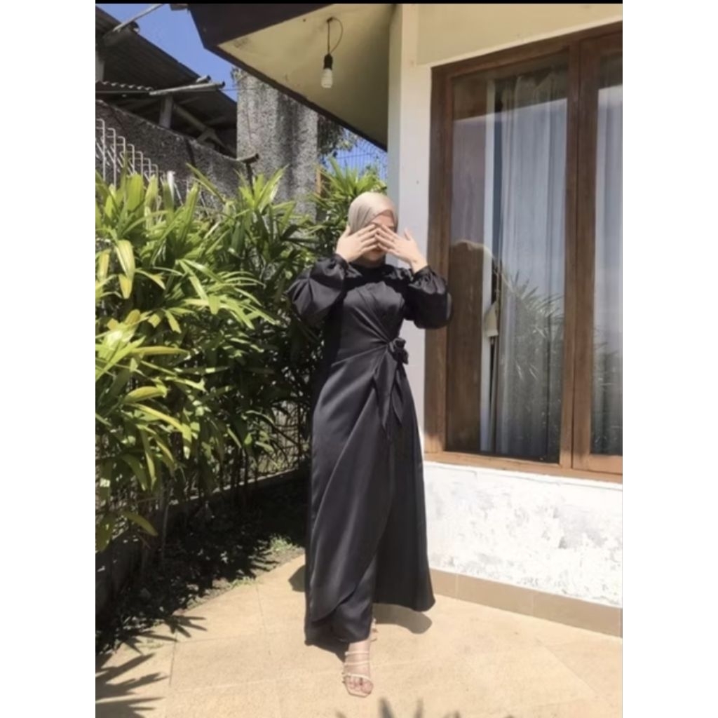 ARABELL DRESS MUSLIM WANITA MATERIAL SILK SATIN PREMIUM