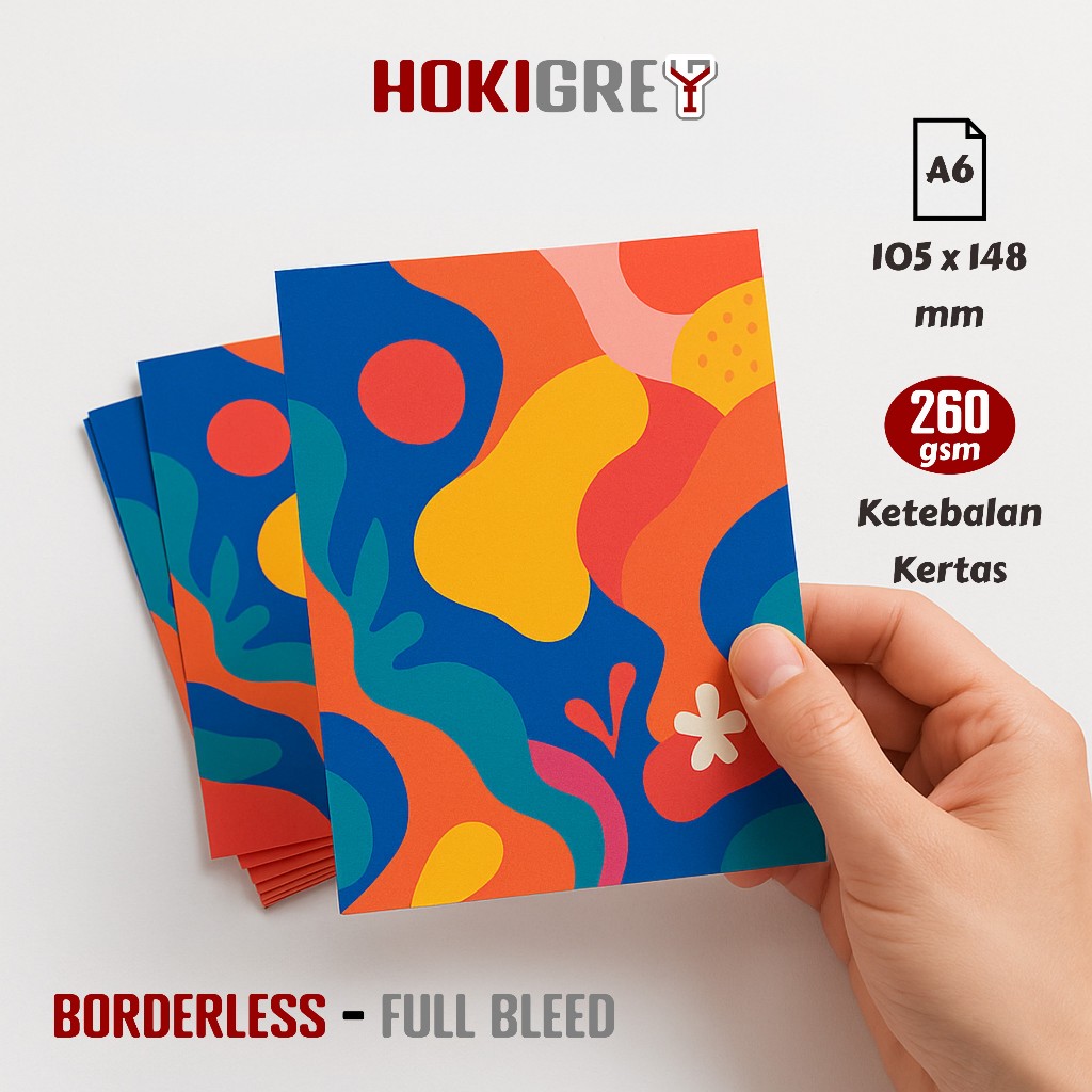 

Cetak Kertas Art Carton 260 gsm Ukuran A6 - Borderless Full Warna