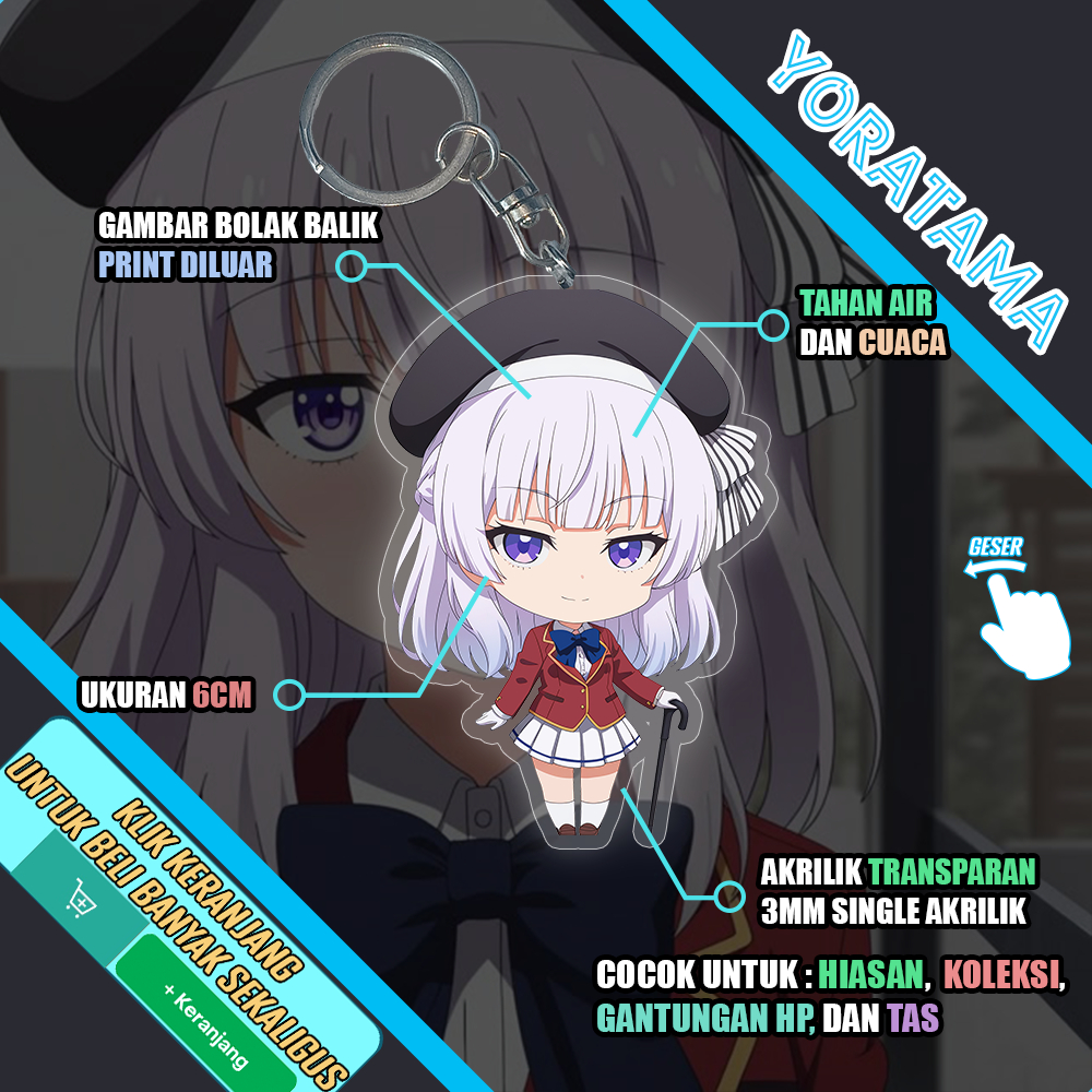 Gantungan Kunci Arisu Classroom of Elite, Keychain Anime Lucu