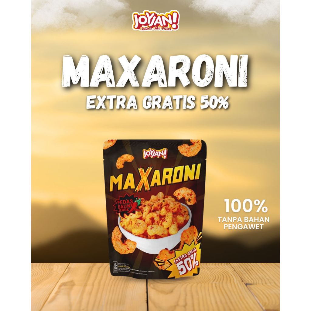 

Maxaroni Joyjan Renyah Pedas Daun Jeruk - Makaroni Snack Pedas 75gr - 150gr Extra Gratis 50% Renyah