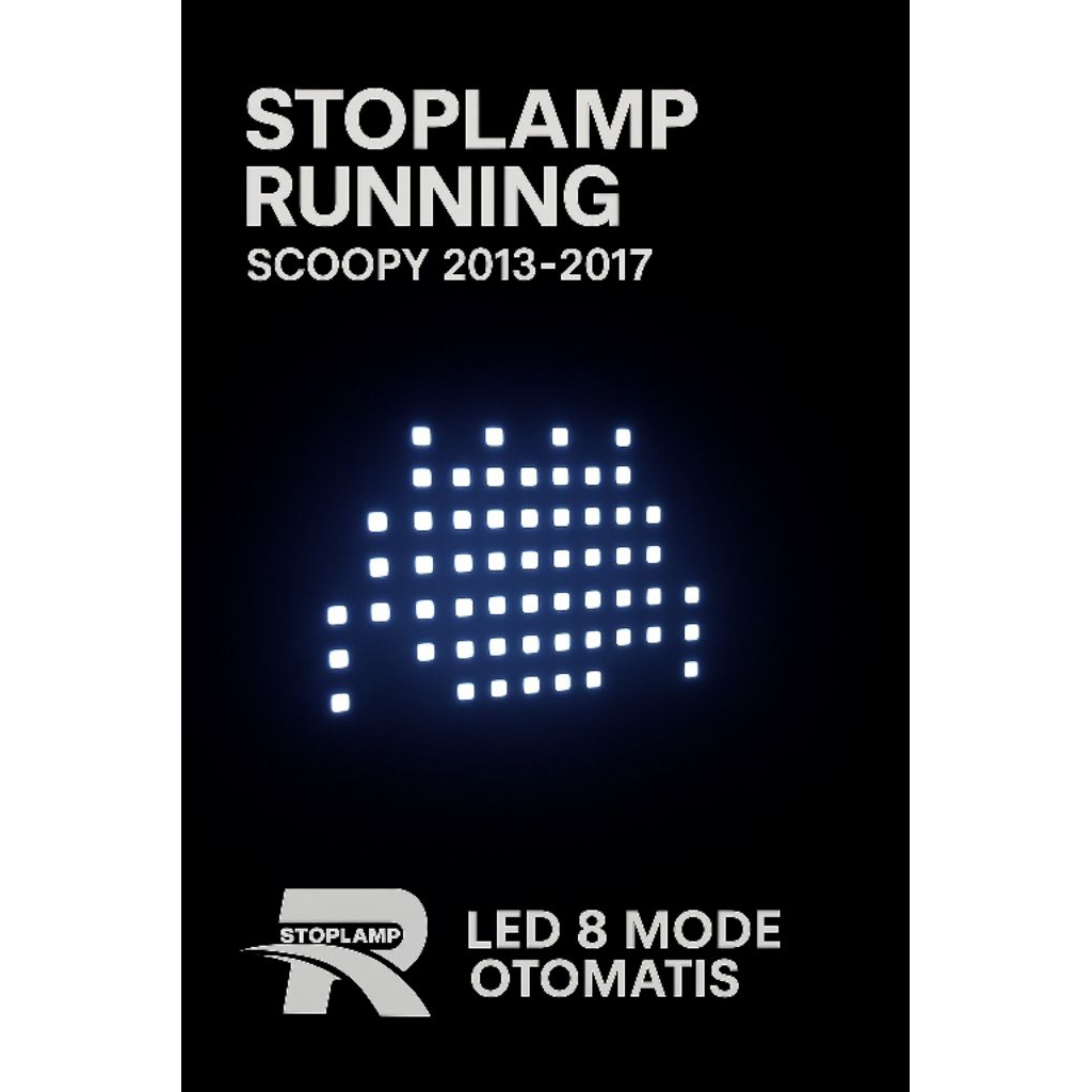 stoplamp running scoopy 2013-2017, lampu rem motor running 8 mode otomatis